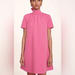NWT STAUD Ilana Lollipop Pink Mini Dress Bow Back